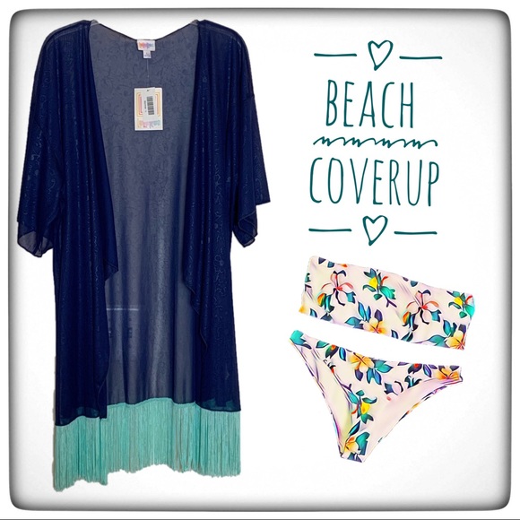 LuLaRoe Other - Lularoe | Navy Monroe with Turquoise Fringe